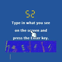 The captcha Lie Detector asking to type the text on screen